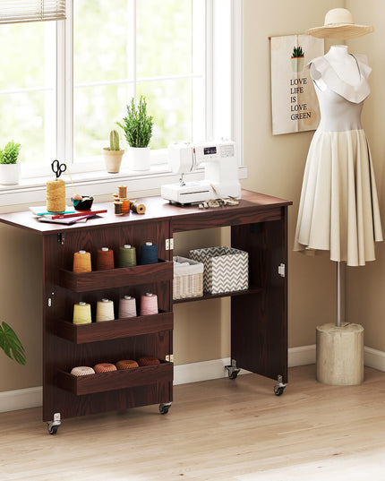 Giantex Folding Sewing Table with Charging Station