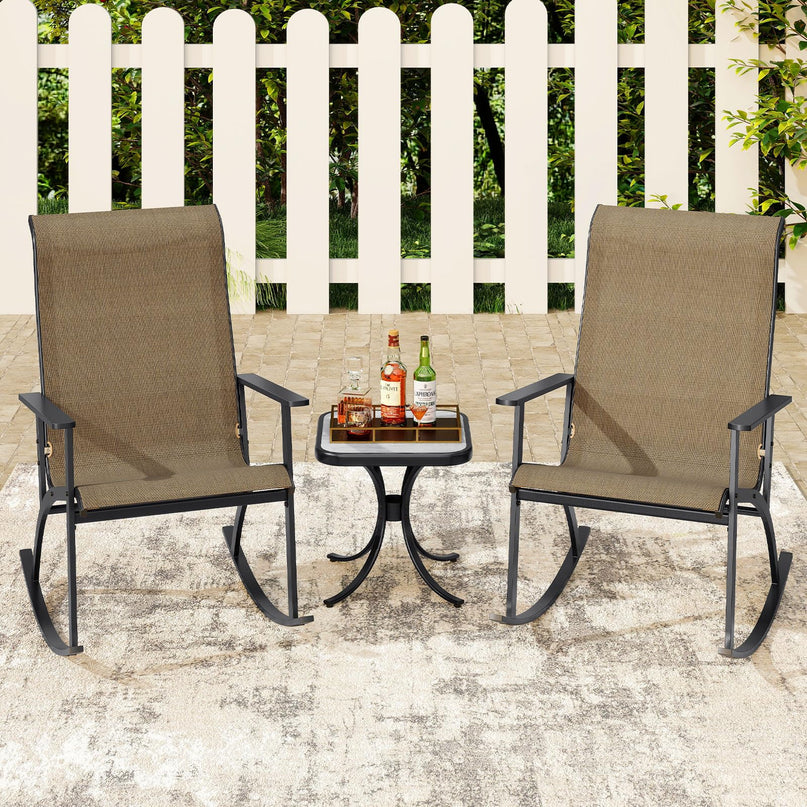 Giantex Outdoor Patio Furniture Set with 2 Rocking Chairs & Coffee Table