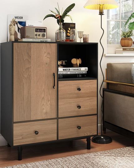 Giantex Storage Cabinet with 4 Drawers Mid Century Modern Buffet Sideboard