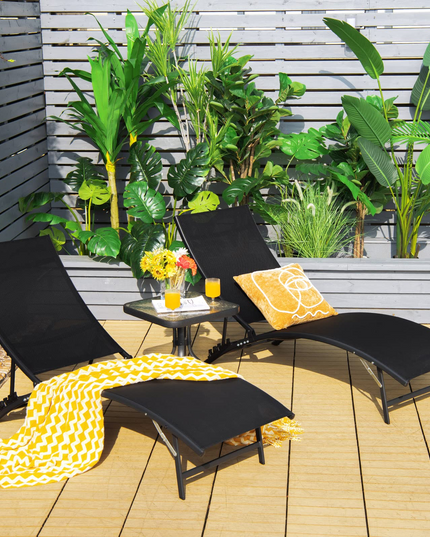 Giantex Outdoor Chaise Lounge Set of 2, Foldable Pool Lounge Chairs