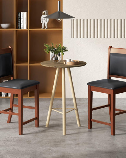 Giantex 24.5" Bar Stools Set of 2, Upholstered Counter Height Bar Stools w/Faux Leather Cushion & Footrest