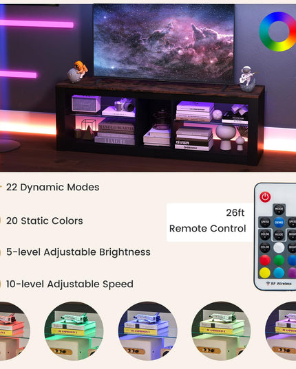 Giantex 55" LED Light TV Stand - Media Console for TVs up to 65 inches