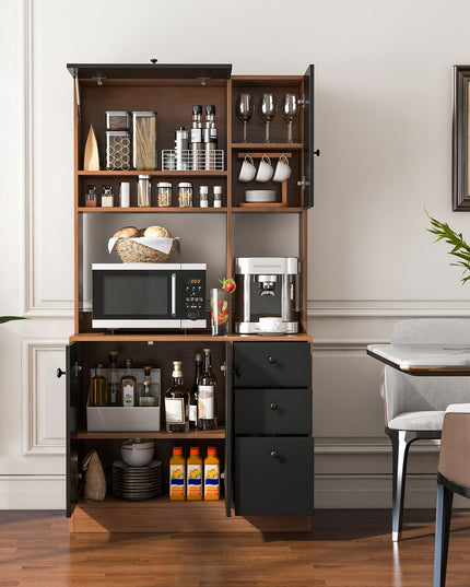 Giantex Kitchen Pantry, Buffet Hutch with 3 Storage Cabinet, 71'' Floor Large Cupboard with 3 Deep Drawers
