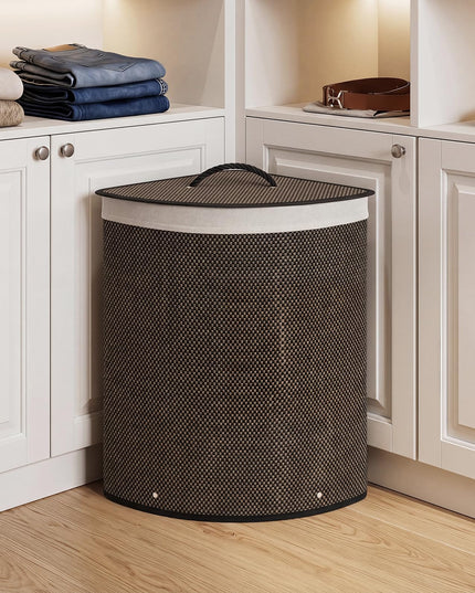 Giantex Corner Laundry Hamper with Lid for Small Spaces