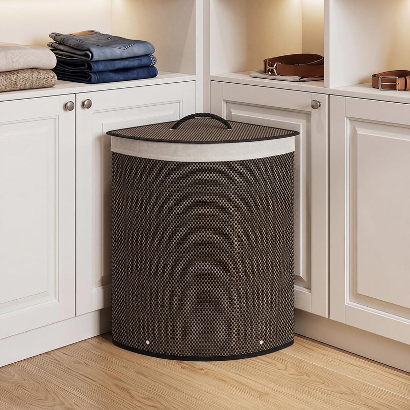Giantex Corner Laundry Hamper with Lid for Small Spaces