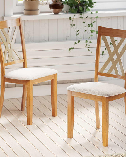 Giantex Wooden Dining Chairs Set of 2/4 Linen Fabric Upholstered Kitchen Chair