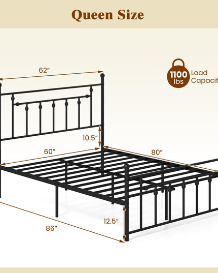 Giantex Twin Bed Frames with Headboard and Footboard, Victorian Style Twin Platform Bed