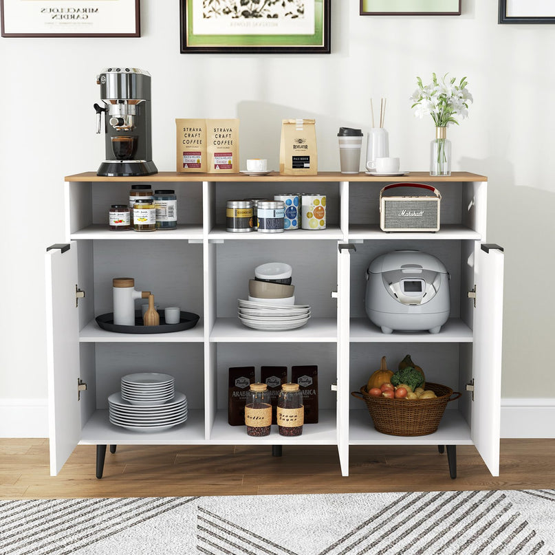 Giantex Sideboard Cabinet - 47” Buffet Cabinet with Storage Compartments, Countertop