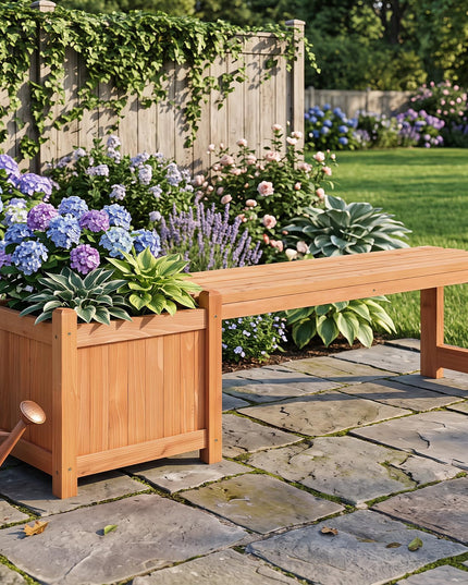Giantex 2-in-1 Outdoor Bench with Raised Garden Bed