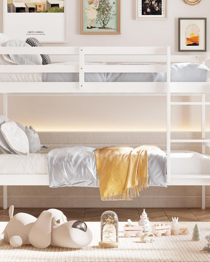 Giantex Bunk Bed Twin Over Twin White, Solid Wood Bunk Bed