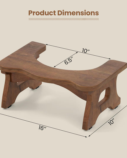 Giantex Teak Wood Toilet Stool - 7" Bathroom Squatting Stool