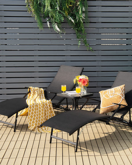Giantex Set of 2 Patio Chaise Lounge Chairs, with 5-Level Adjustable Backrest, Armrests