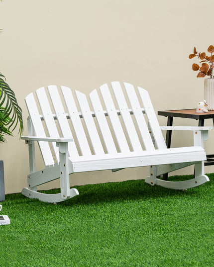 Giantex 2-Person Adirondack Rocking Chair - Kids Outdoor Rocking Bench with Slatted Seat, High Backrest