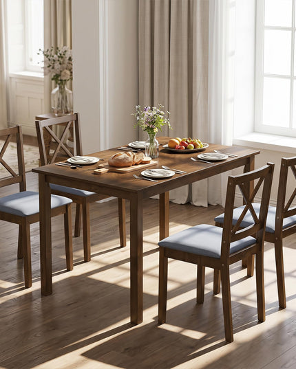 GIANTEX Dining Table Set with X-Shaped Backrest for Small Space