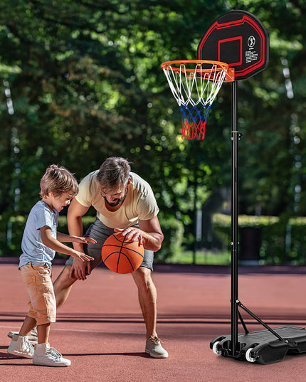 Giantex Portable Basketball Hoop Outdoor, 5.1-6.9Ft Height-Adjustable Basketball Goal System Indoor w/Shatterproof Backboard
