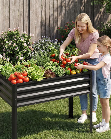 Giantex Raised Garden Bed with Legs | 44" x 22" x 32" Metal Large Elevated Planter Box (1/2)