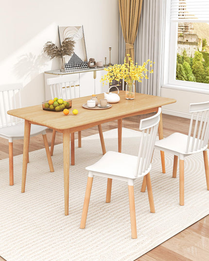 Giantex Set of 4 Windsor Dining Chairs White, Modern Kitchen Chairs w/Spindle Backs & Curved Seats
