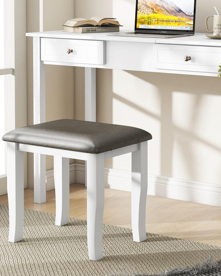 CHARMAID Vanity Stools 2 Pack - Ottoman Foot Stool Set of 2