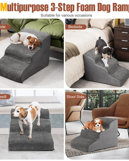 Giantex Dog Ramp Stairs for Bed 3 Tiers Foam Pet Steps for Small Dogs