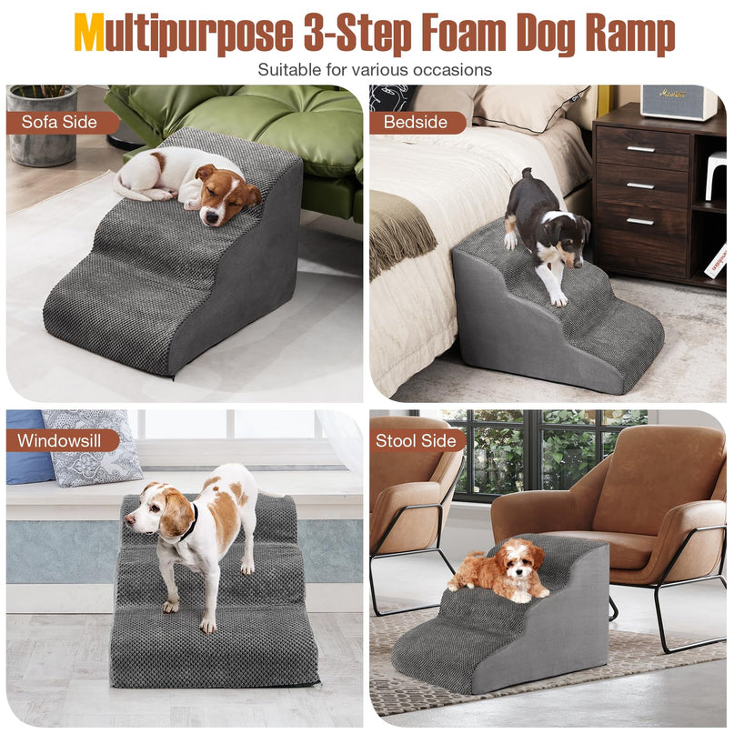 Giantex Dog Ramp Stairs for Bed 3 Tiers Foam Pet Steps for Small Dogs