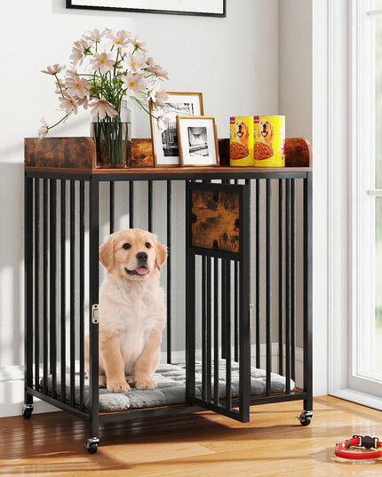 Meuble de cage pour chien Giantex avec porte verrouillable et roulettes (70x51x84 cm)