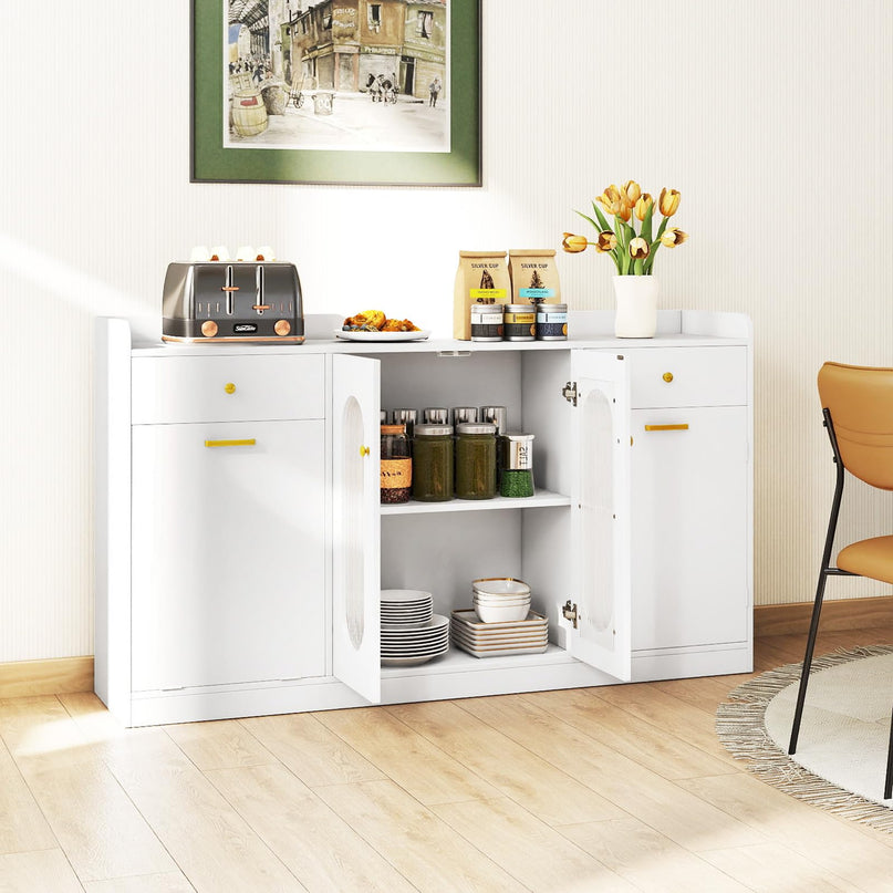 Giantex 55" Farmhouse Buffet Cabinet | Large Credenza w/Hidden Tilt Out Trash Can