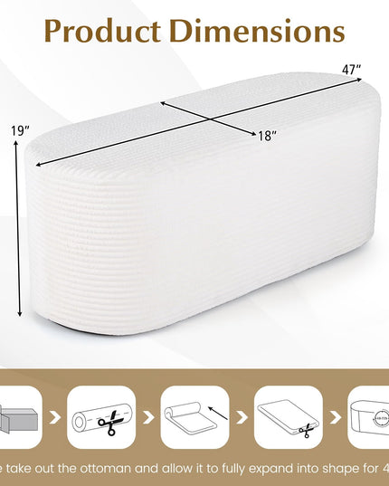 Giantex 47" Plush Corduroy End of Bed Bench with High-Density Sponge