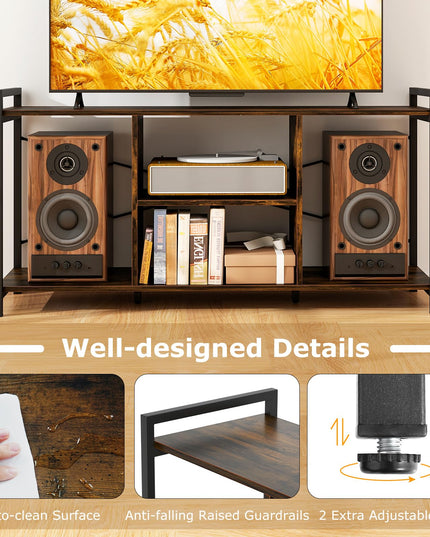 Giantex TV Stand for TVs up to 55", 3-Tier Entertainment Center with Open Storage Shelves, Side Guardrails & Metal Frame