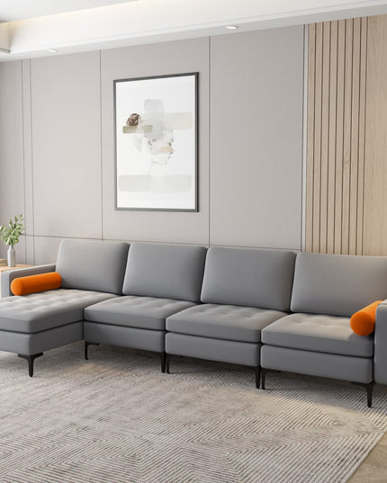 Giantex Sectional Sofa Couch, Convertible Sleeper with 2 or 1 USB Ports Socket