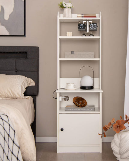 Giantex Nightstand with Charging Station - 55" Tall Bedside Table