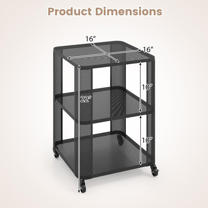 Giantex 3-Tier Rolling Side Table w/Open Storage Shelves (1/2)