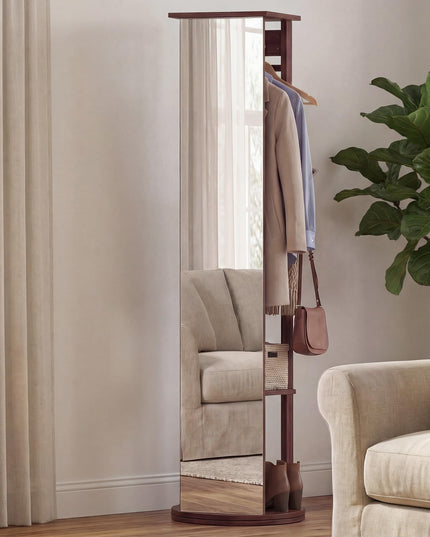 Miroir sur pied en bois Giantex 66" avec 2 tringles à vêtements pour chambre à coucher