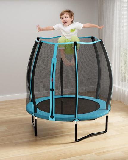 Giantex 55" Trampoline for Kids, Mini Toddler Trampoline w/Enclosure Net, Safety Pad, Outdoor Indoor Kids Trampoline for Boys Girls Gift, Blue