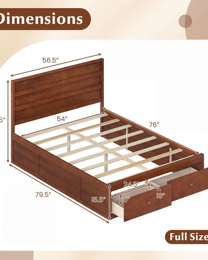 Cadre de lit Giantex pour lit double/simple avec tiroirs de rangement