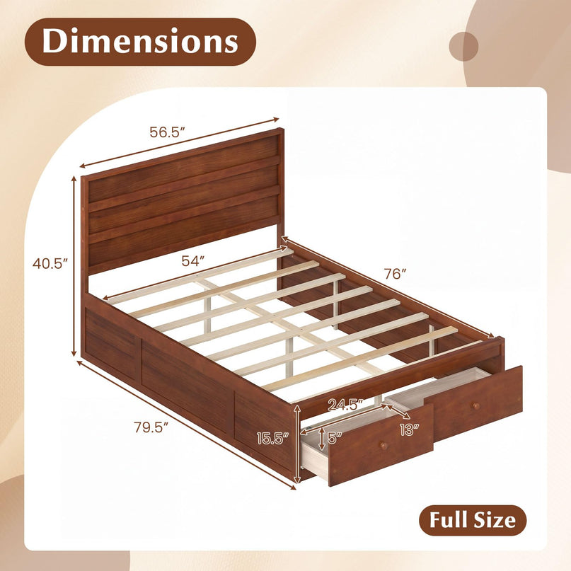 Cadre de lit Giantex pour lit double/simple avec tiroirs de rangement