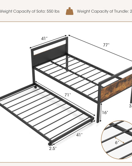 Giantex Metal Daybed with Trundle