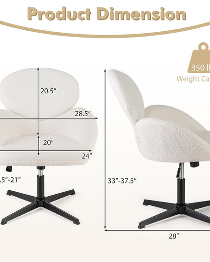 Giantex Criss Cross Chair, Faux Fur Cross Legged Desk Chair No Wheels w/Arms