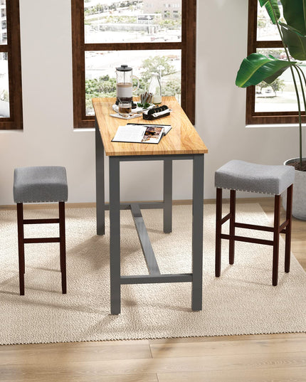 Giantex 29.5" Bar Height Bar Stools Set of 4 - Backless Saddle Barstools with Nailhead Linen Foam Seat