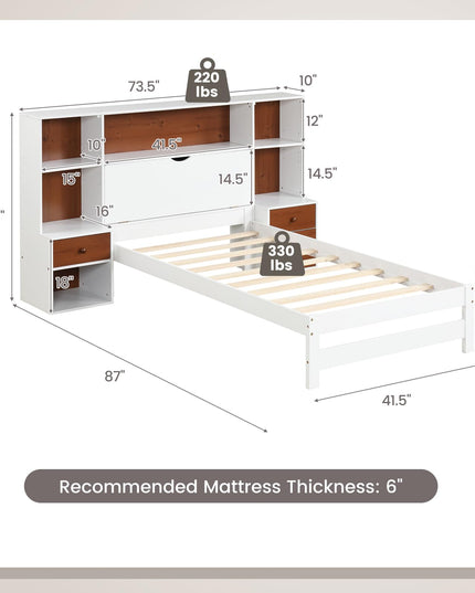 Giantex Twin Bed Frames with Headboard and Drawer