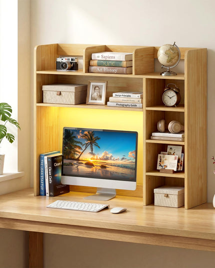 Giantex 35.5" Desktop Bookshelf with LED Lights