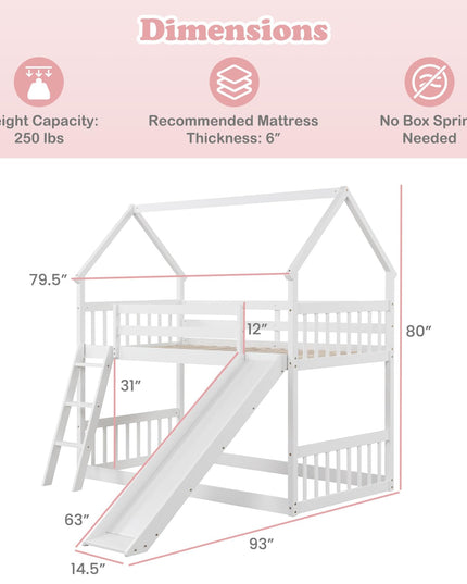 Giantex Wood Kids Bunk Bed with Slide & Ladder