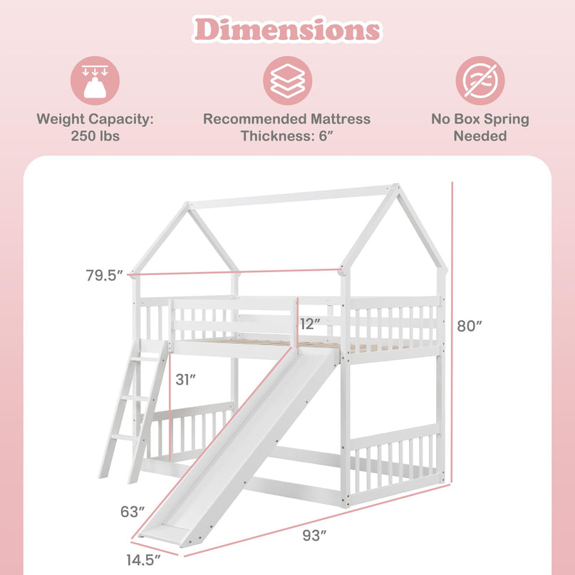 Giantex Wood Kids Bunk Bed with Slide & Ladder