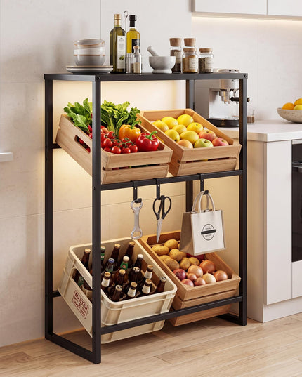 Giantex 3-Tier Drink Crate Rack | Heavy-duty Metal Storage Rack with Shelf