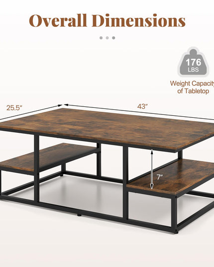 Giantex 43" Rectangular Modern Coffee Table with Storage