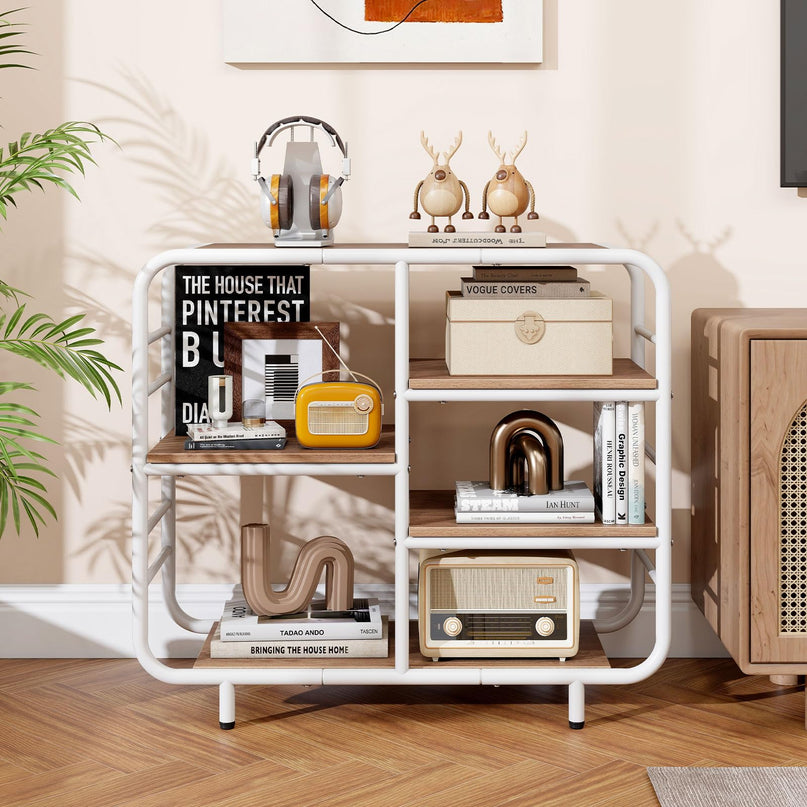 Giantex Book Shelf Storage Organizer with Metal Frame