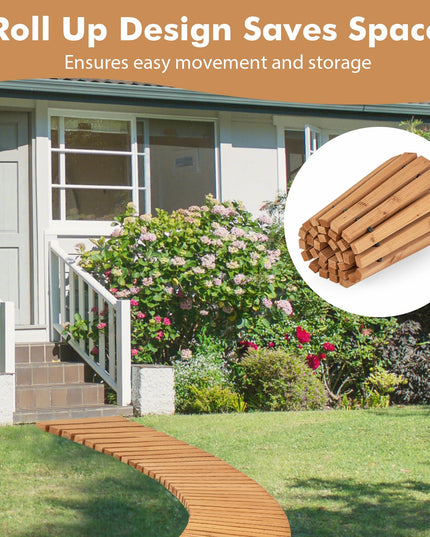 Giantex Garden Pathway Roll Up - 7ft Curved Wood Walkway 17 inch Width