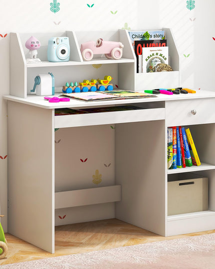 Giantex Kids Study Desk, Children Wooden Writing Table with Hutch