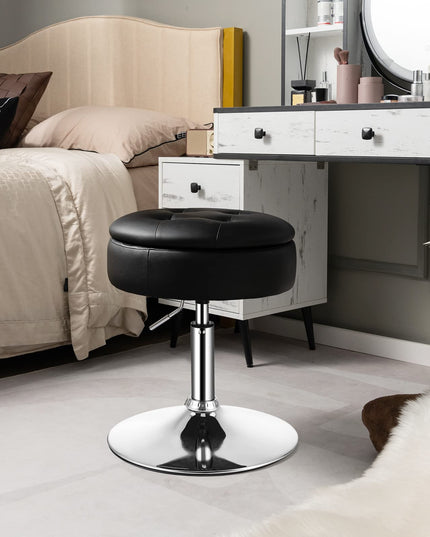 Giantex Adjustable Swivel Vanity Stool - 360° Swivel 20’’-26’’ Height Adjustable Tufted Round Storage Ottoman