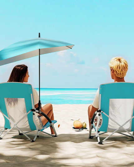 Chaise de plage basse pliable Giantex avec parasol détachable et réglable