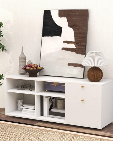 Giantex TV-Stand for Bedroom Entertainment Center - Modern TV Console Cabinet with 2 Drawers, 4 Compartments